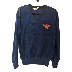 Vintage 70s 80s Auburn University Tigers Velour V-Neck Sweatshirt Gepner Wear US